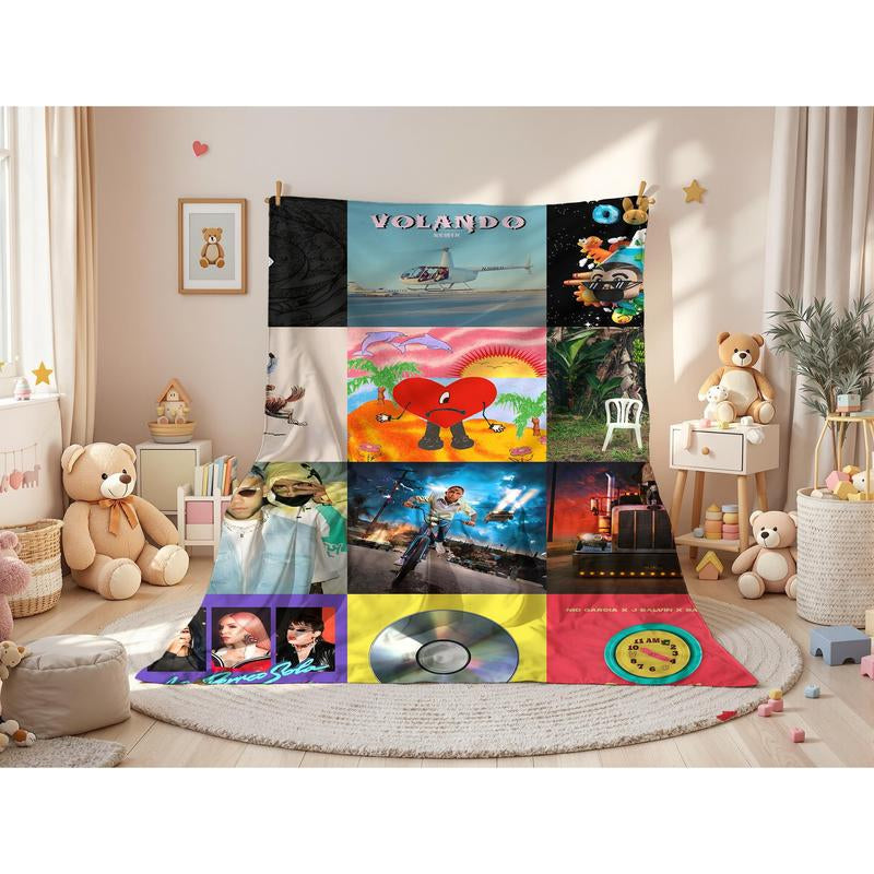 Bad Benito Covers Bowl 2026 Halftime Show Blankets,Soft Warm and Cozy Living Room Shawl Office Flannel Blanket All Seasons Travel Blanket Multipurpose Gift Home Decor