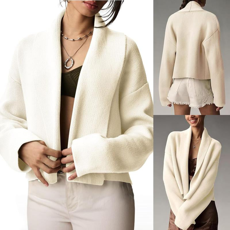 Ommig Women'S Cropped Cardigan Open Front Shawl 2025 Fall Trendy Long Sleeve Sweater Jacket Soft Knitwear Basic Tops