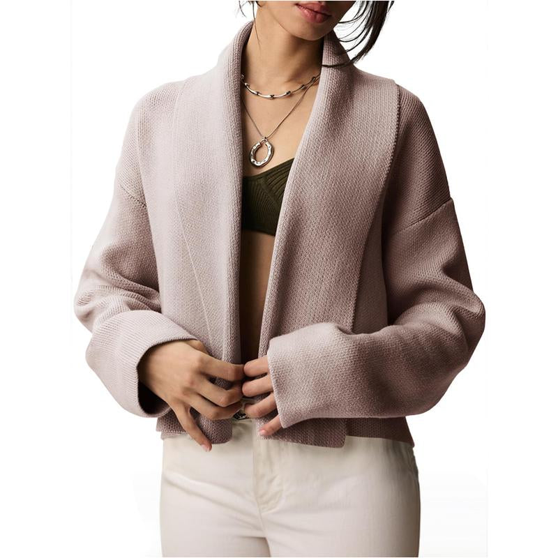 Ommig Women'S Cropped Cardigan Open Front Shawl 2025 Fall Trendy Long Sleeve Sweater Jacket Soft Knitwear Basic Tops