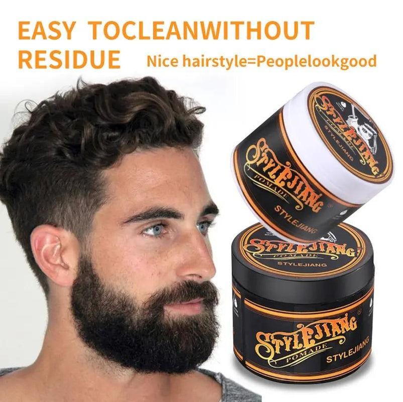 STYLEJIANG Strong Hold Pomade 4Oz Water-Soluble Wax for Curly Thick Stubborn Hair Long Lasting Shine Fresh Scent Men'S Hair Care